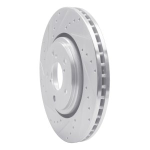 Acura MDX Brake Rotor (1) - Front Left - R1 Concepts - Drilled & Slotted - Silver - `17-`20